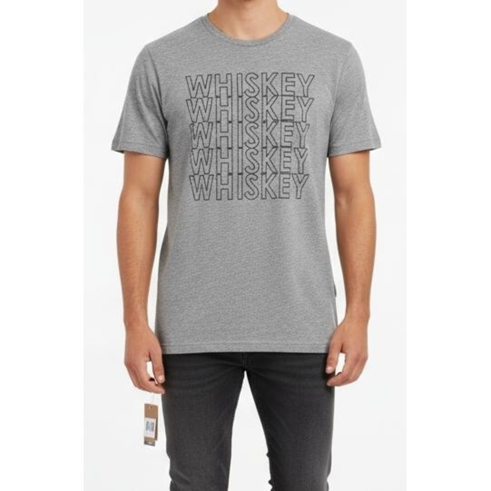 Chaser Streaky Grey "Whiskey" Graphic Triblend Crewneck T-shirt Size Medium